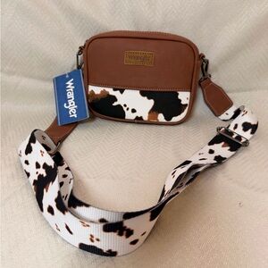 Wrangler brown cow print cross body
